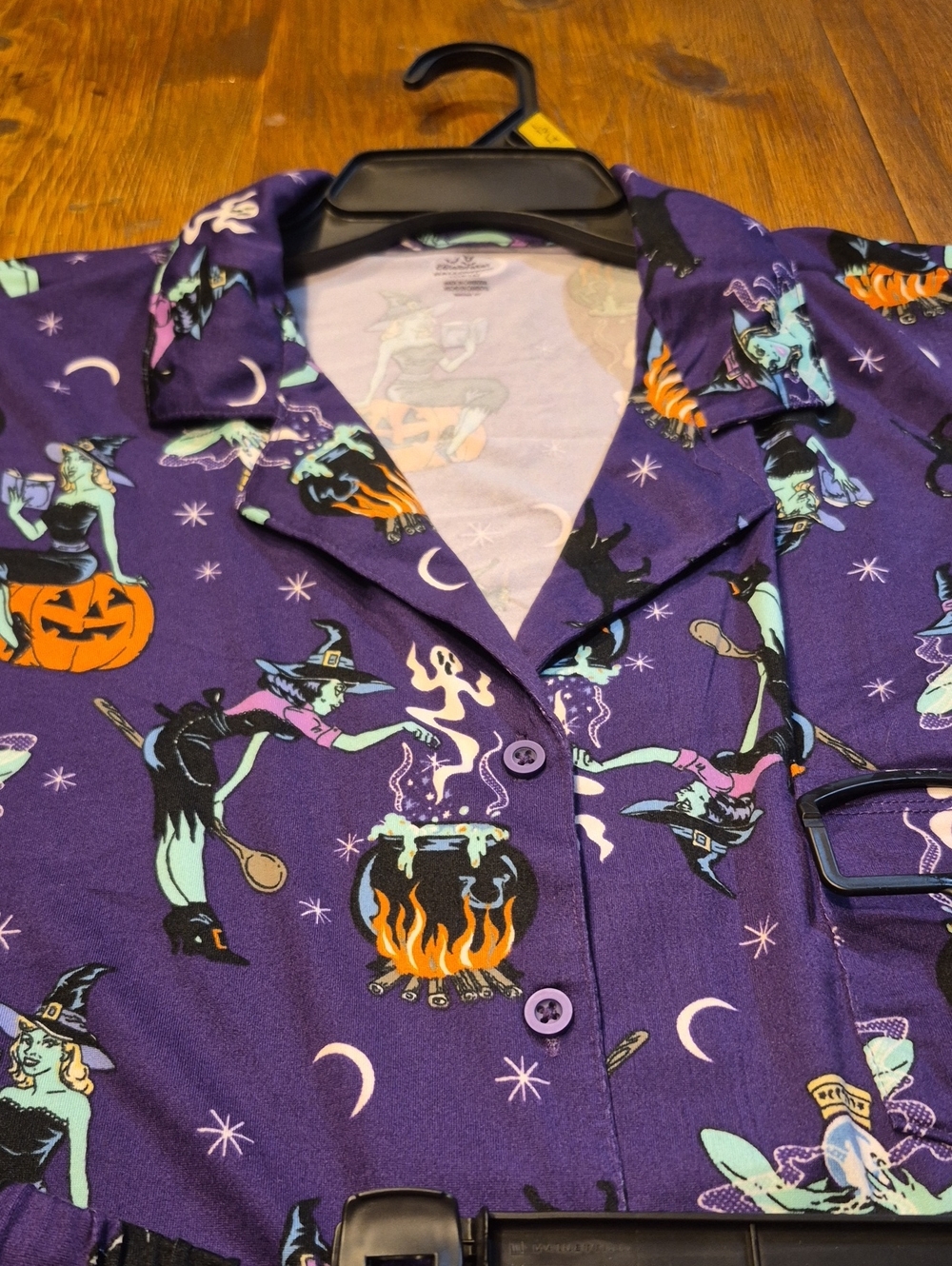 Halloween Witch Print Purple Pajama Set